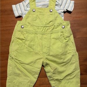 Y2K Classic Baby Gap Green Kids Overalls and Onsie